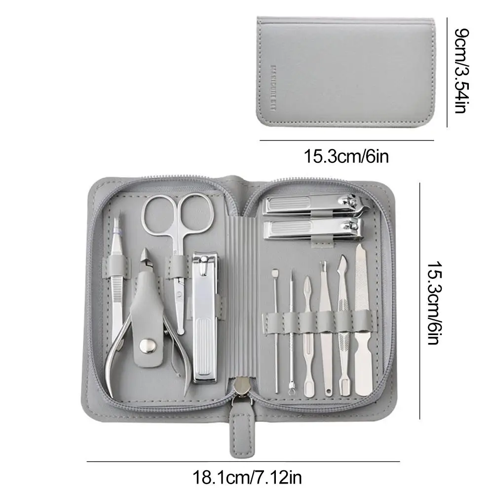 12Pcs Stainless Manicure Set Pedicure Nail Clipper Kit Stainless Steel Professional Nail Cutter Tools with Portable Travel Case