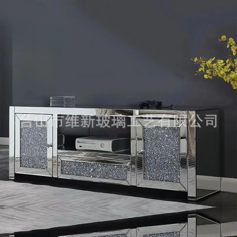 خزانة تلفزيون بمرآة عبر الحدود، كابينة أرضية حديثة وبسيطة، غرفة المعيشة، كابينة حائط الفندق، تلفزيون شبكي فاخر على الحائط