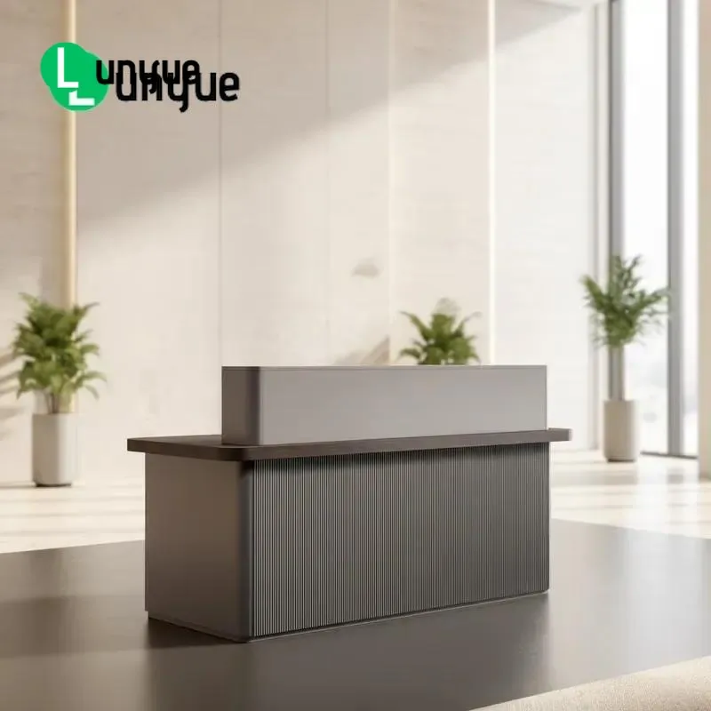Customized Durable Modern Luxury Wooden Reception Desk for Office Buildings Shopping Malls Hotels One Stop Office Furniture