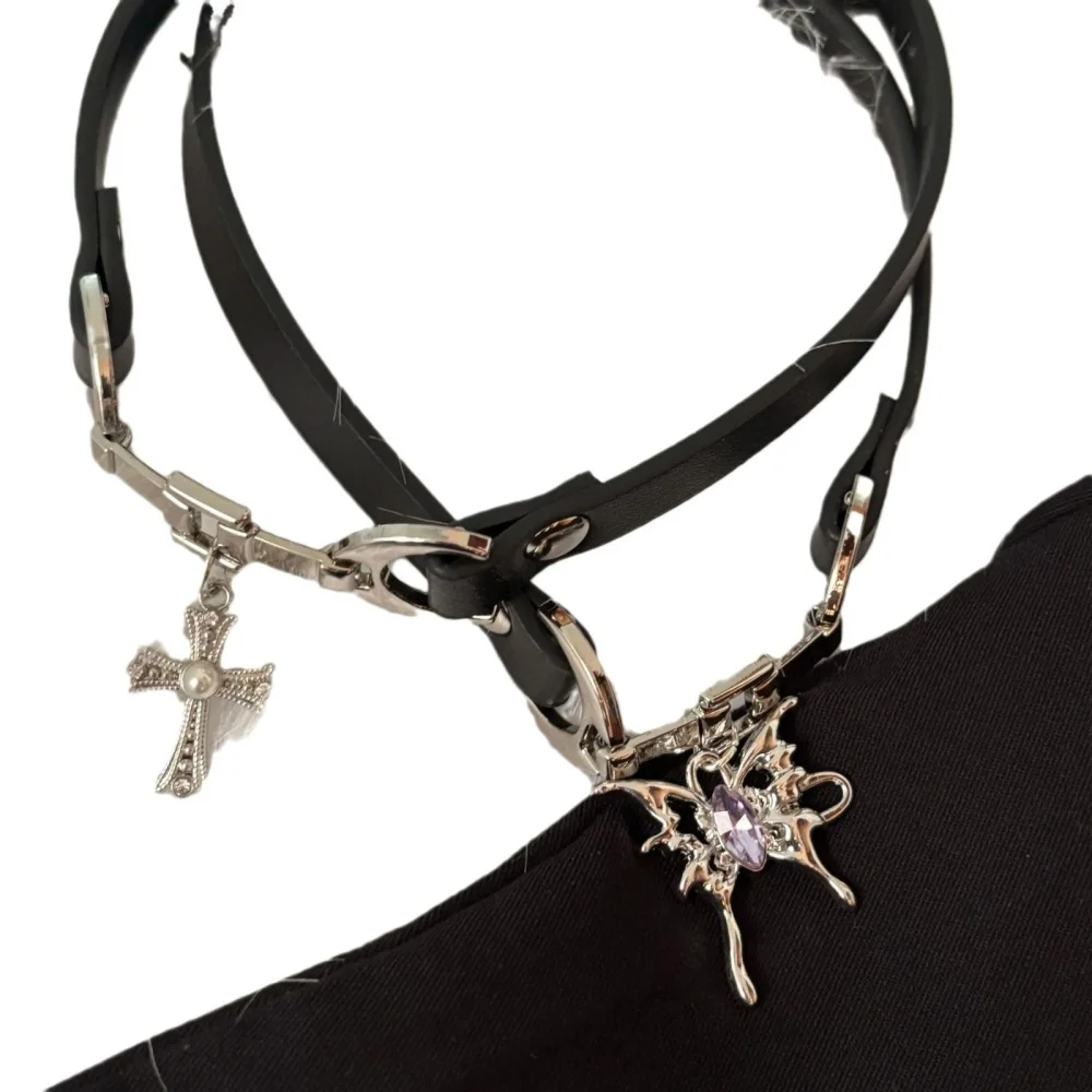 Y2K سحر بو الجلود مثير المختنق خمر القلائد للنساء التوابل الفتيات القوطي مجوهرات اكسسوارات هدية