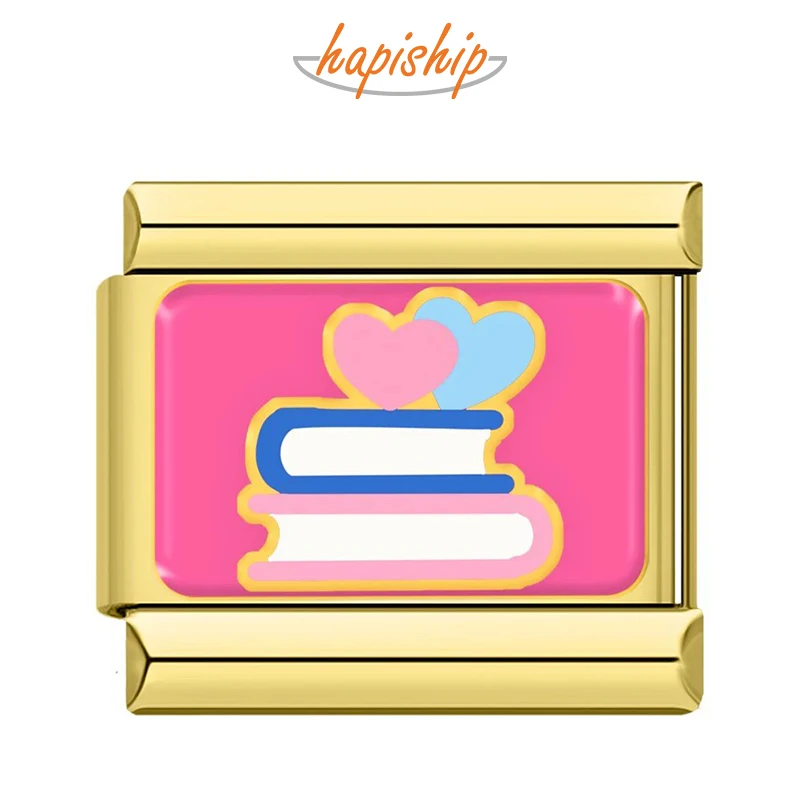 Hapiship – breloques italiennes pour livre d'amour, nouvelle mode, adaptées aux bracelets en acier inoxydable de 9mm, bijoux TZ108