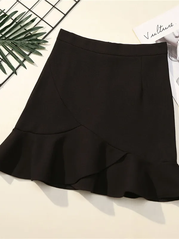 Rüschen-Fi-Schwanzrock, Wickelrock, hüftlang, mittellang, Street Sle, Polyesterfaser, Stand-Passform, Sommerkollektion, Damenmode