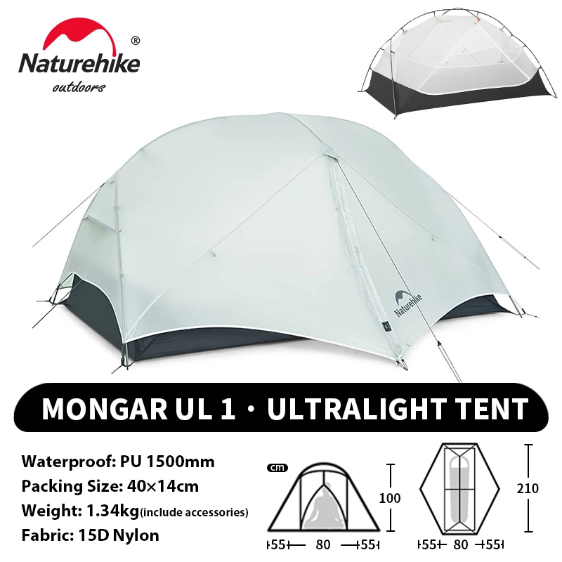 Naturehike Mongar Pro UL Campingtent 20D Nylon 1 2 3 personen Toeristische wandeltent Regenbestendig outdoor bergbeklimmen Zonnescherm