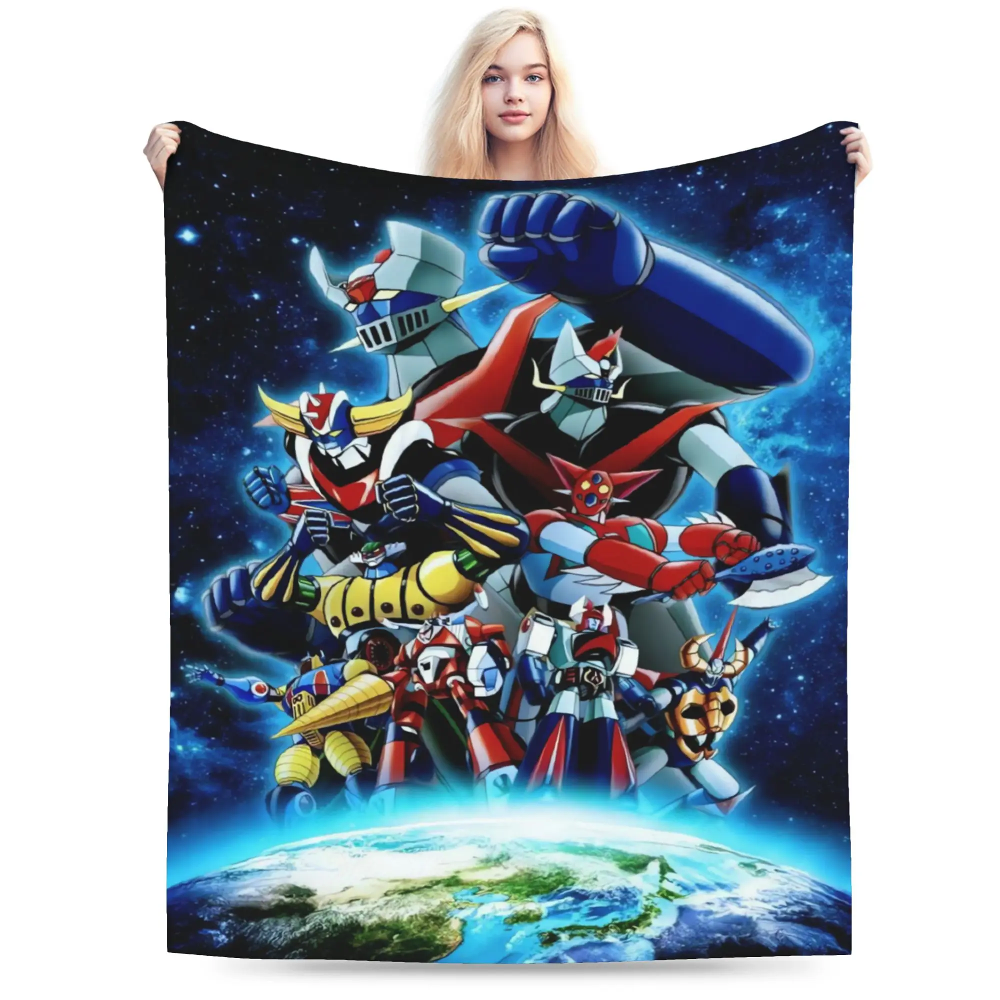 Ufo Robo Grendizer Goldorak Flannel Blanket Winter  Super Warm Throw Blanket for Girls Boys Couch Bed Bedspread Sofa Bed Cover