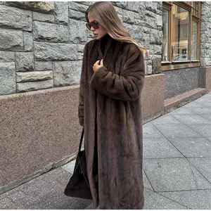 Women's Unique Breast Wool coat, especially long of artificial skins, hot teddy coat, dark brown, winter, new, 2023 8 Main Women's Brown Coat Sales - №6