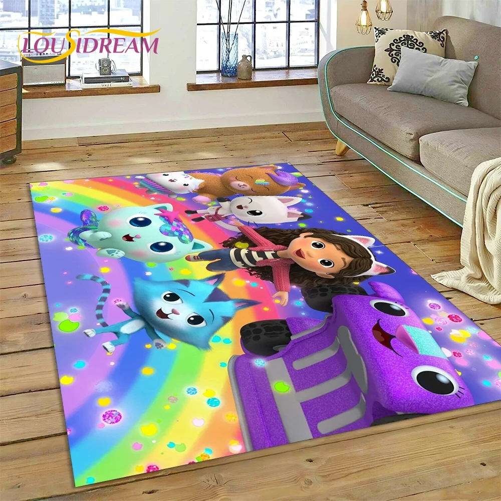 Cartoon Cute Gabbys Dollhouse Girl Rug Carpet for Living Room Bedroom Home Decor,Non-slip Decoration for Sofa Doormat Gifts Kid