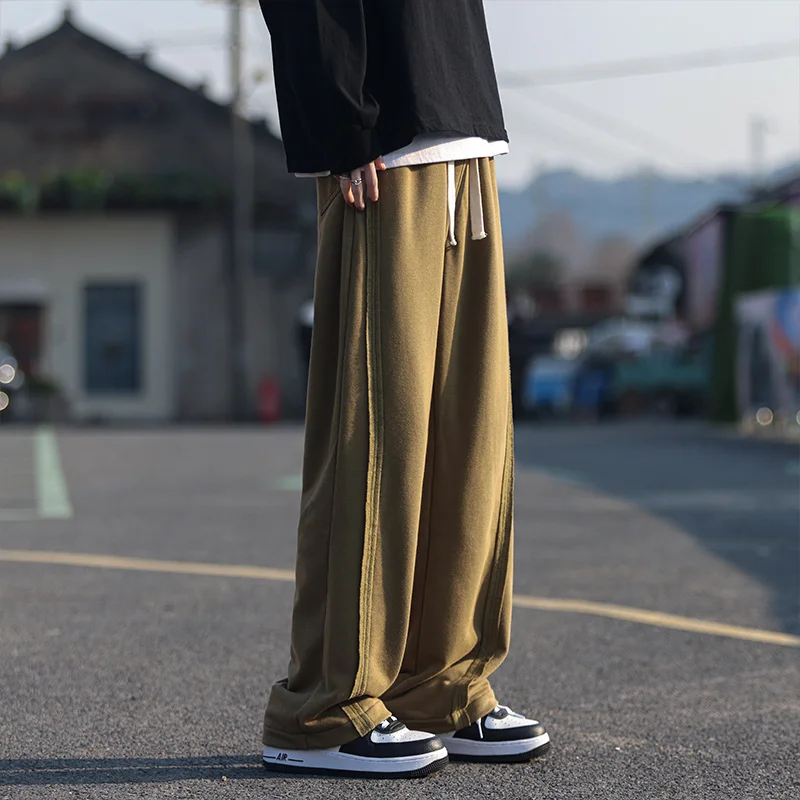 Men Casual Pants Loose Straight Wide Leg Streetwear Skateboard Neutral Trousers Oversized Fashion Solid Color