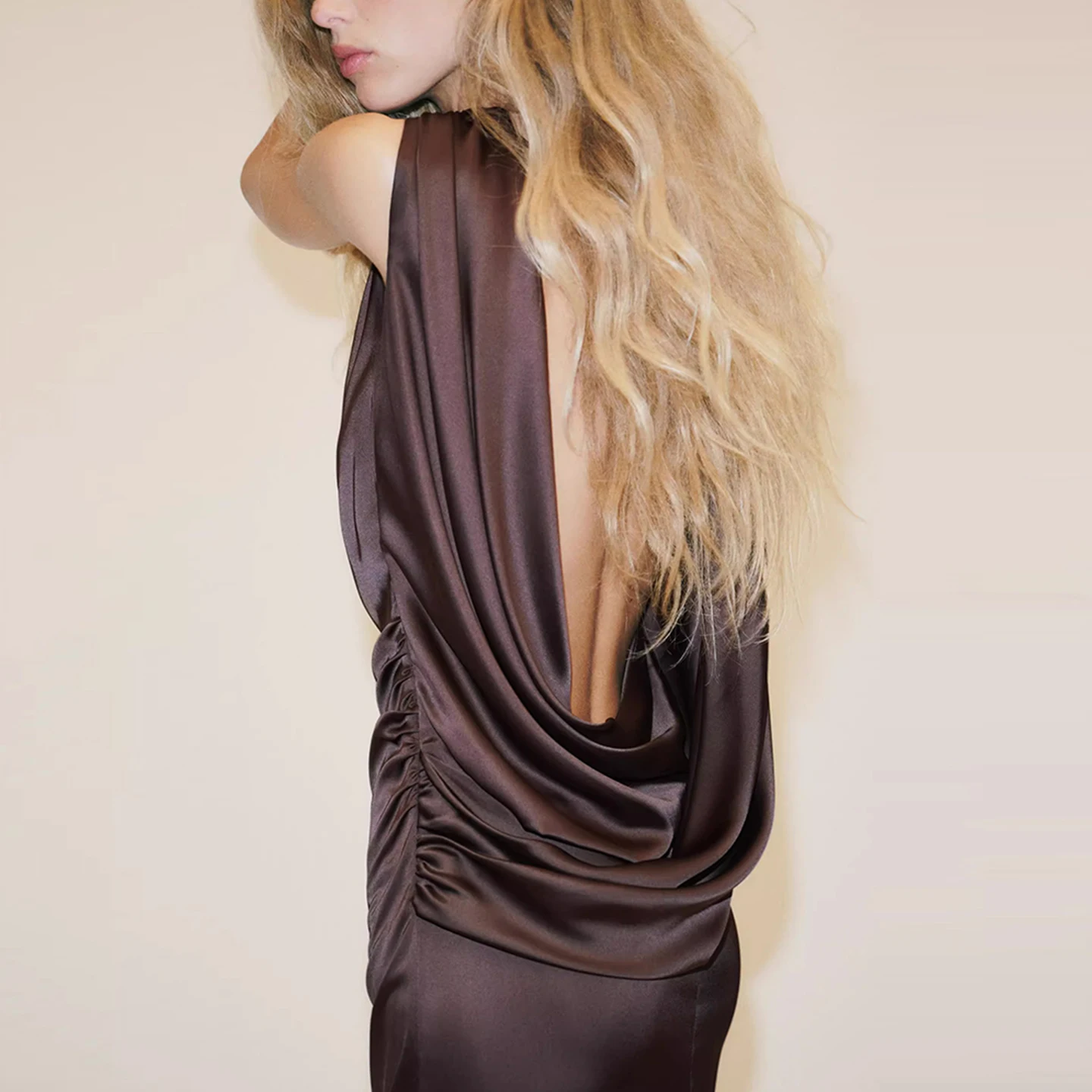 Summer 2025 New Women's Long Silk Satin Bal Dr Casual One oulder Gown Polyester Fiber Daily Wear Z Dr