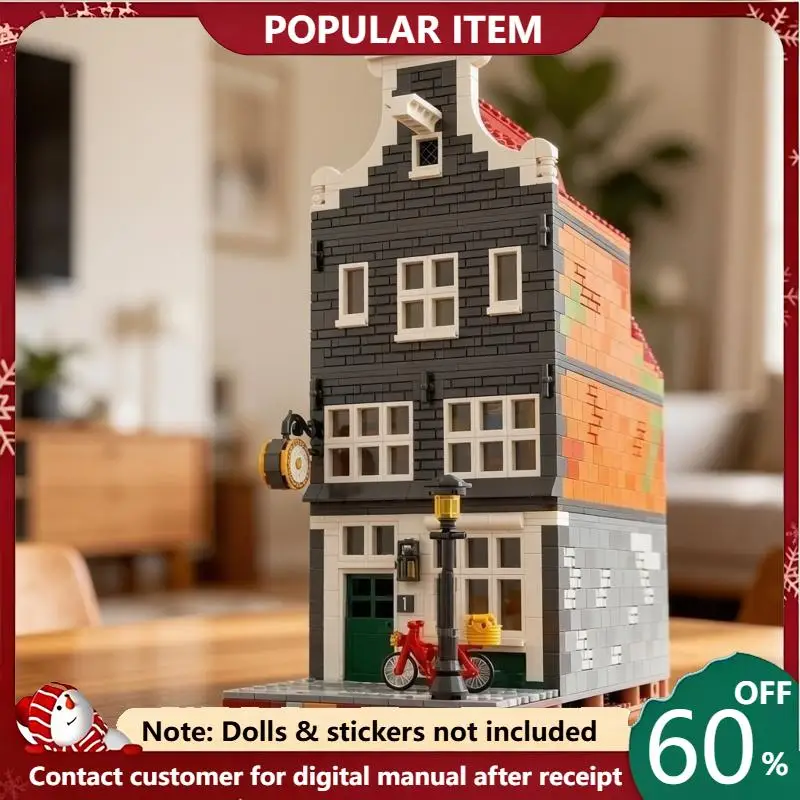 2777 PCS Historic Amsterdam Dancing Houses Irish Pub Custom Building Blocks Intricate Modular Architecture Model Home Decor
