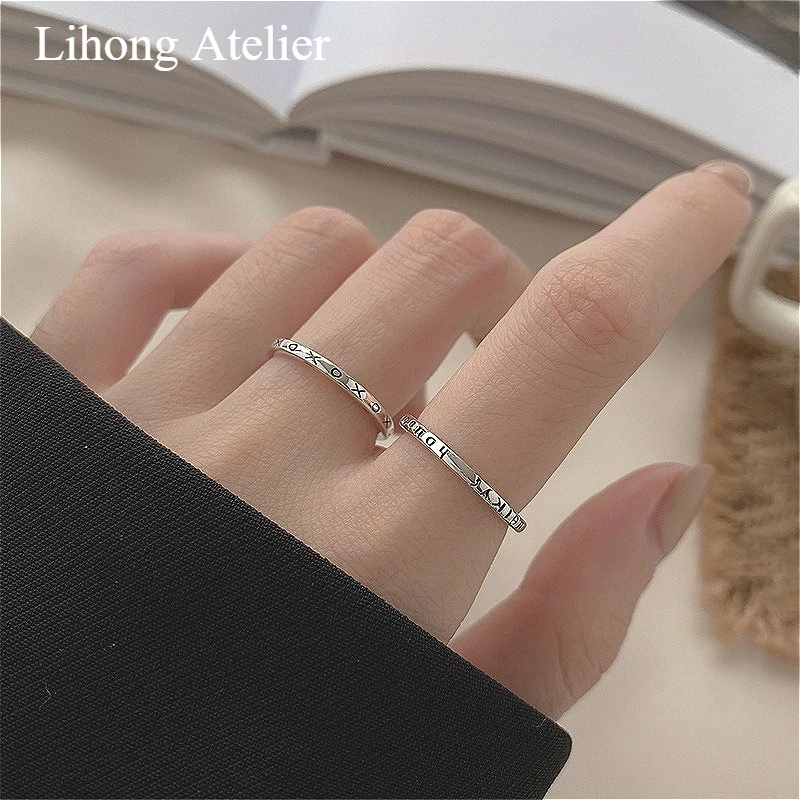 Sweet 925 sterling silver ring female niche design Korean version simple cold style open ring index finger ring