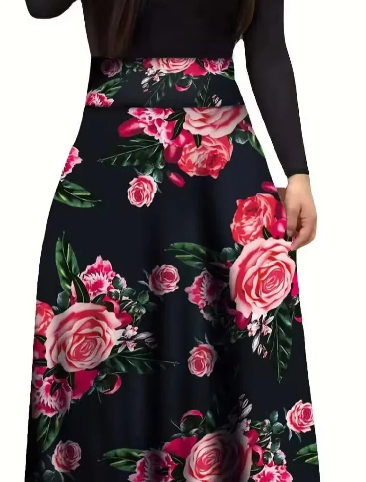 Robes longues assorties aux couleurs de fleurs européennes et américaines, vêtements pour femmes, offre spéciale d'automne