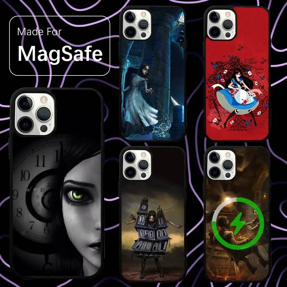 

Alice In Madness Game Phone Case For iPhone 16,15,14,13,12,11,Pro,Max,Plus,Mini,SE New Magsafe Magnetic Wireless Charging