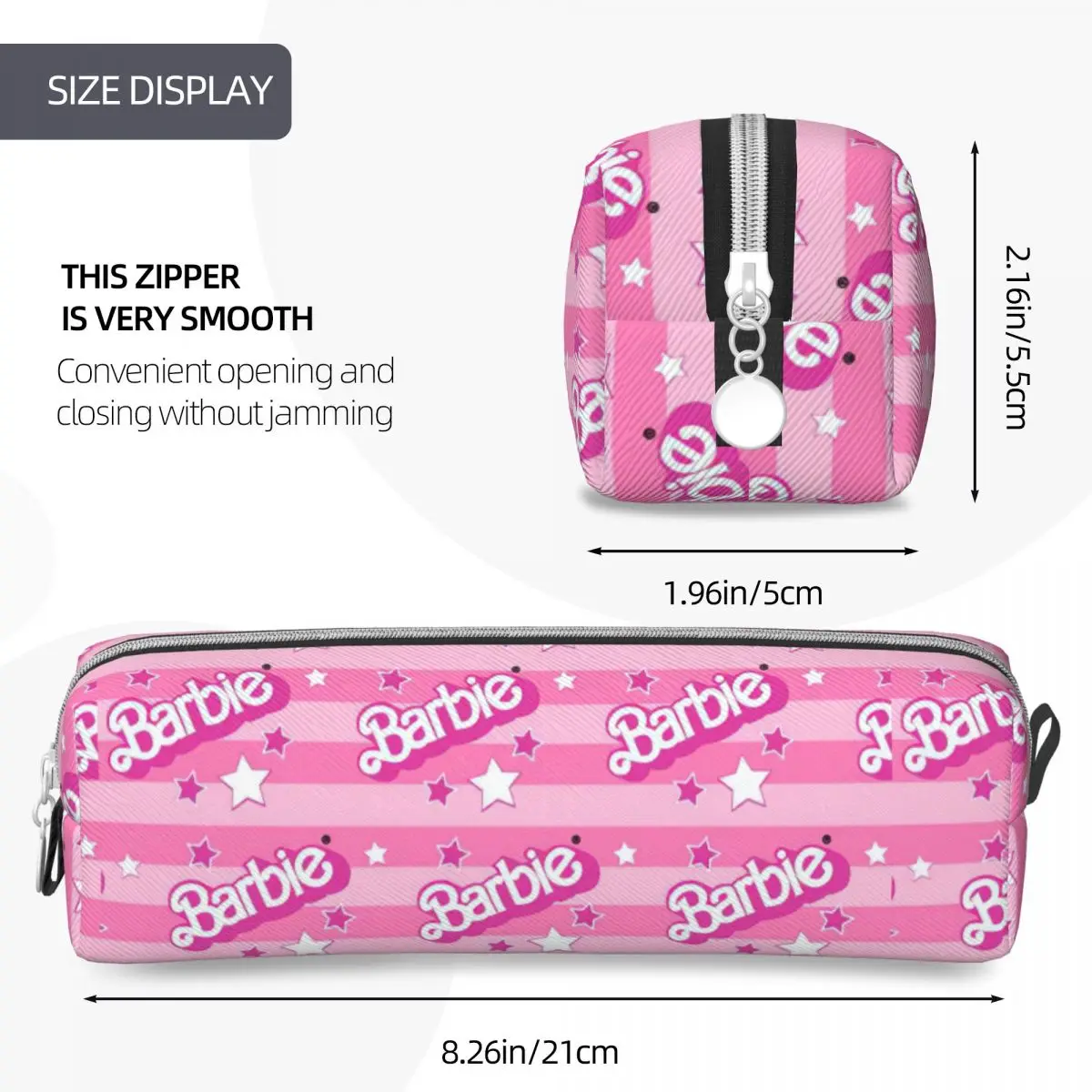 Imagem -04 - Barbi Lovely Pink Pencil Cases para Crianças Pen Holder Bags Grande Capacidade Escritório Cosméticos Pencilcases