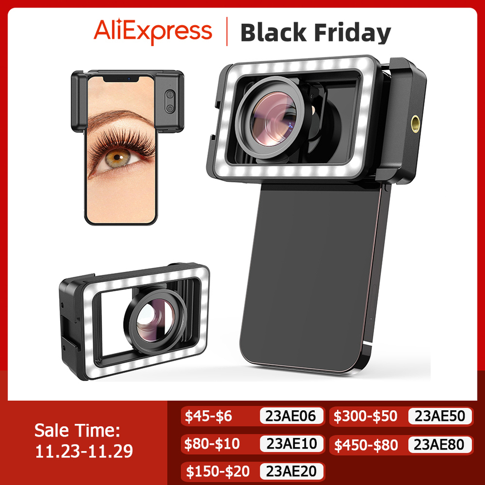  APEXEL New Upgrated HD 15x macro lens With LED Fill Light Universal Clamp Clip Micro Lenses for iPhone Samsung all Smartphones 