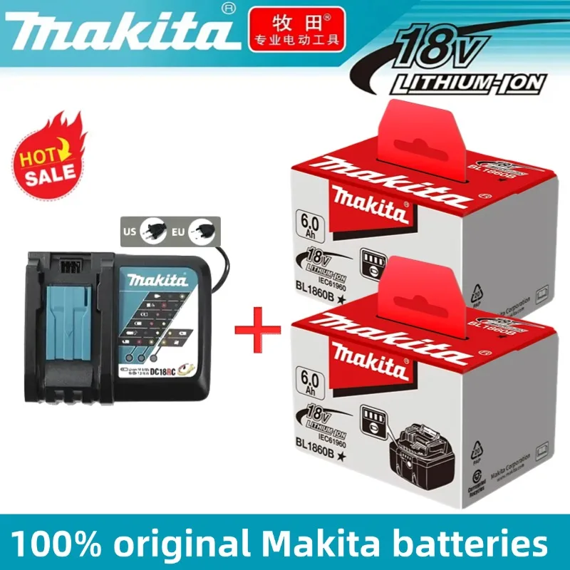 

Authentic Makita 18V Battery Pack, 18V 6Ah Batterie Makita 18V Lithium, with LED Power Indicator, Shock Resistant Design