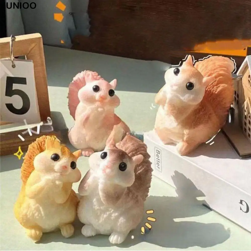 Cute Slow Rebound Squirrel Squeeze Toy Cartoon Colorful Simulation Squirrel Squeeze Toys Mini Animal Squirrel Fidget Toy Adults