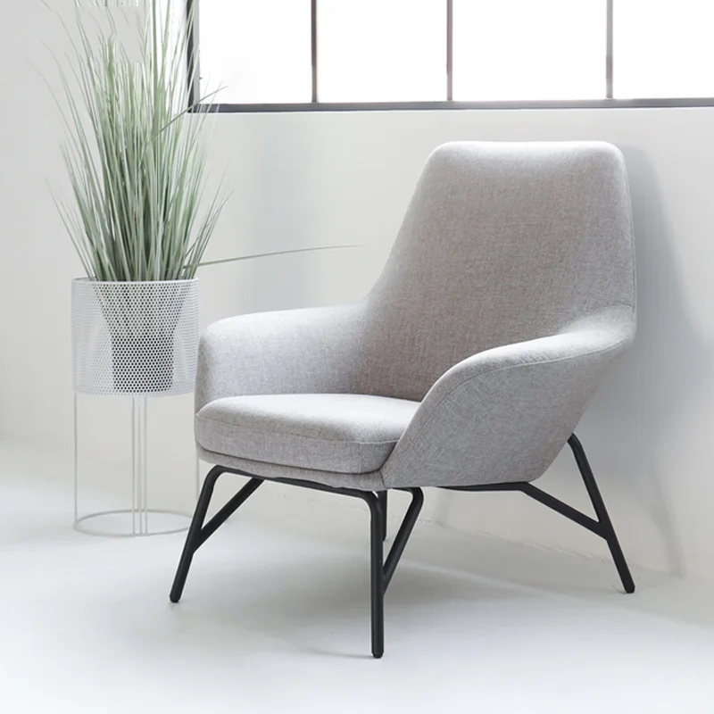 

Modern simple metal soft-wrapped dining chair, hotel restaurant cloth chair model room backrest armchair