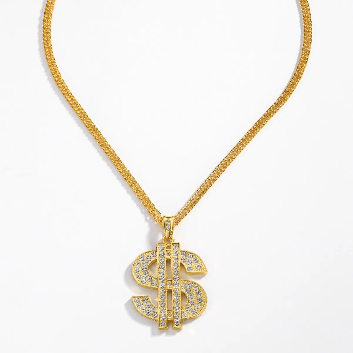Hip-Hop Style Gold Color Dollar Sign Pendant Necklace Suitable For Both Men Women Dollar Fashion Jewelry Party Gifts Wholesale