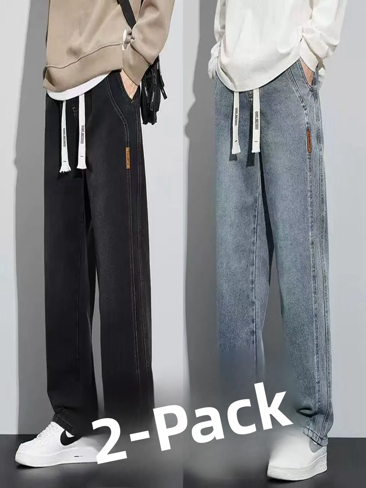 

Мужские повседневные джинсы прямого кроя, широкие рабочие брюки на подкладке, весна-осень, большие размеры, удобные, износостойкие