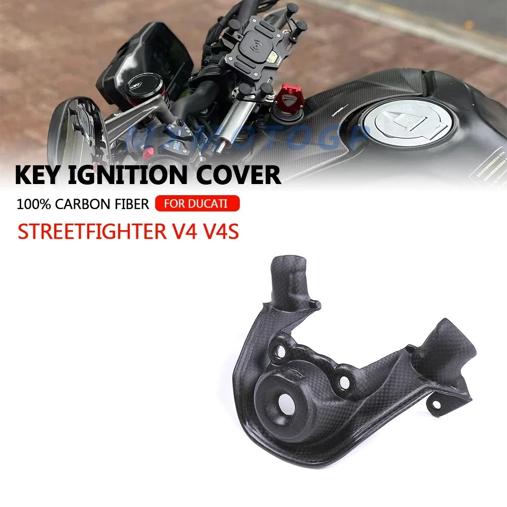 

Key Ignition Cover For DUCATI Streetfighter V4 V4S 2020 - 2023 100% Carbon Fiber Keyguard cover Fairing Motorcycle Accessories