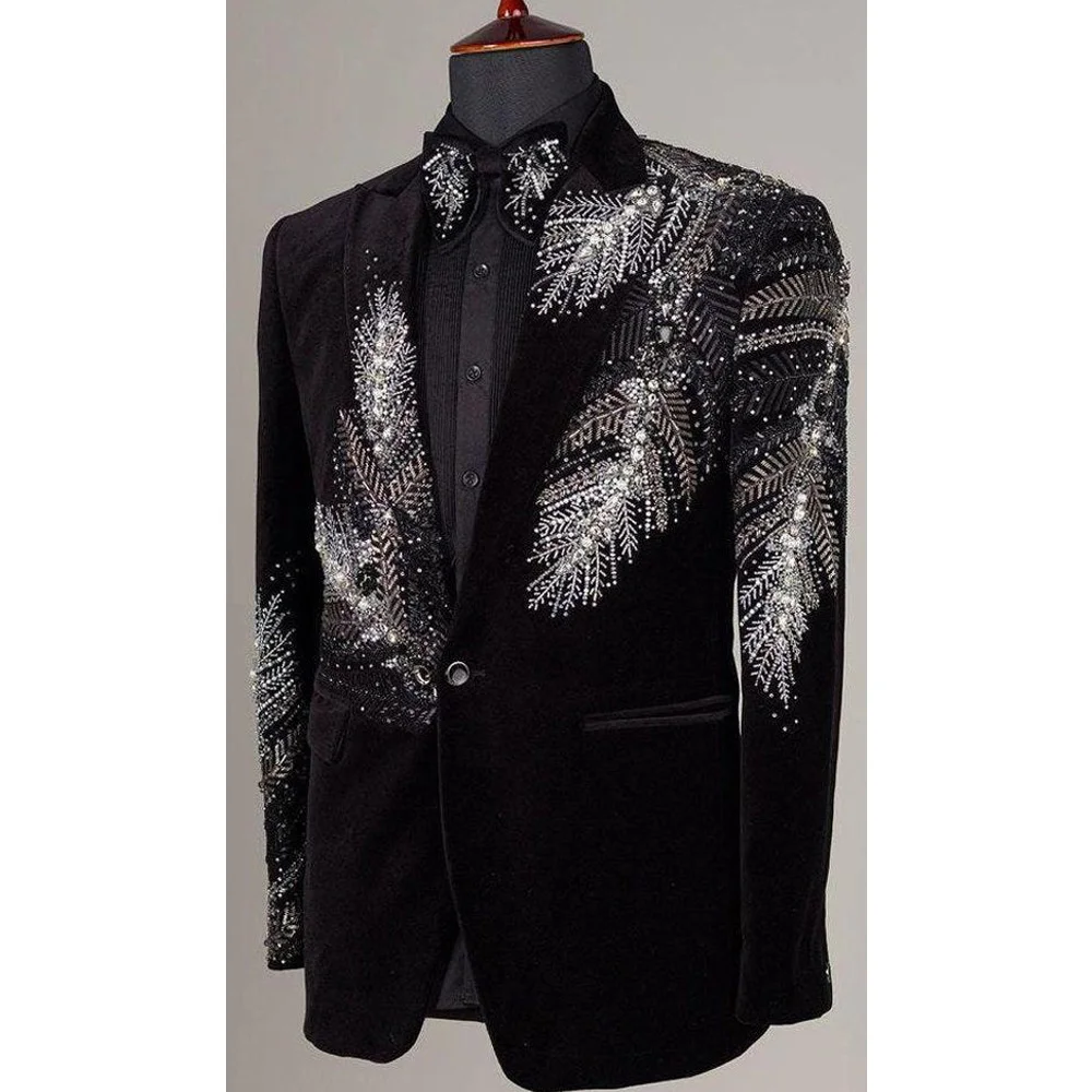 2026 Luxury Wedding Suit For Fashion Men Beaded Slim Fit Groom Tuxedo Gentleman Party Suit 2 Pieces