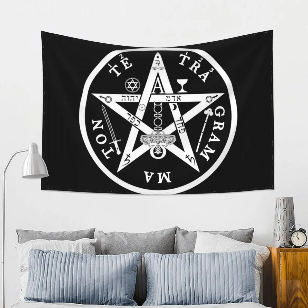 

Tetragrammaton pentagram star Tapestry Decoration Pictures Room Wall Room Decorating Aesthetic Room Design Tapestry