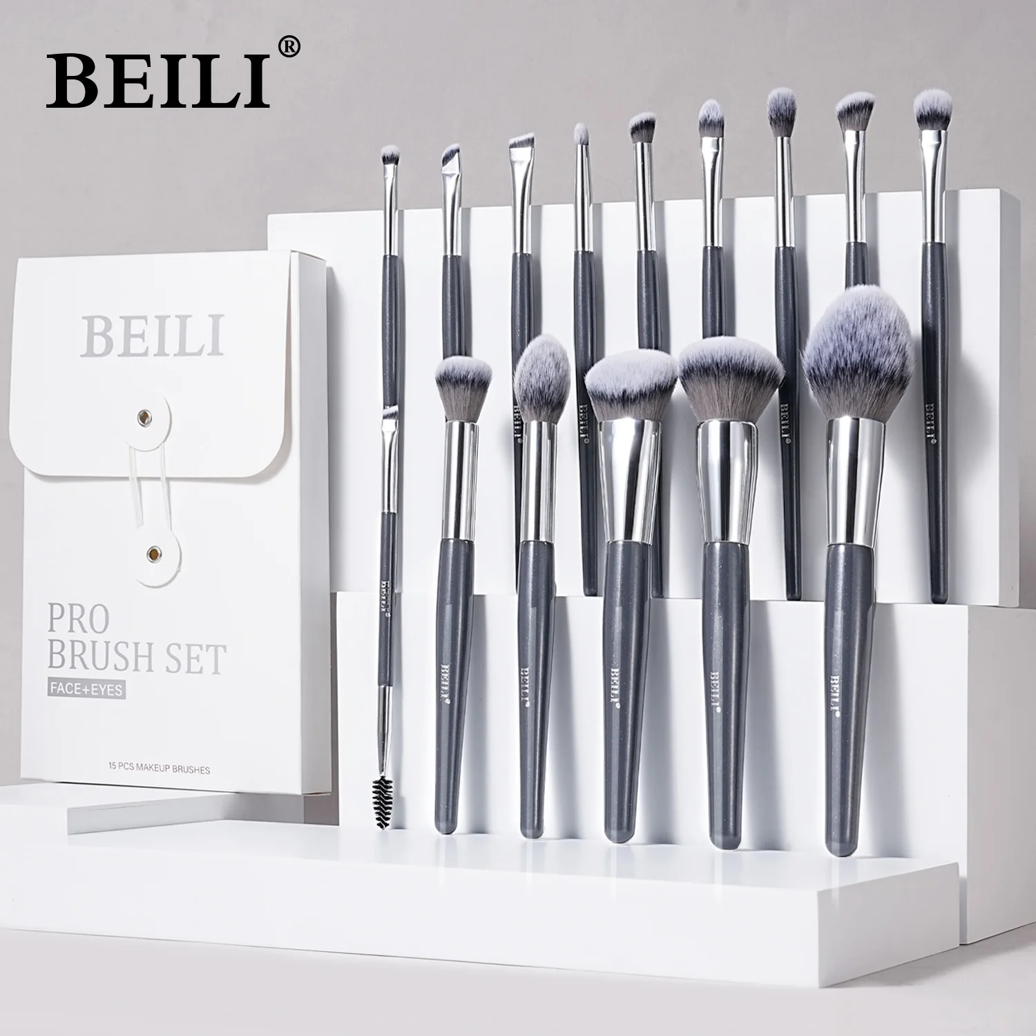 BEILI Professional Makeup Brush Set Blue 8/9/15/30 Synthetic Hair Soft Brushes for Foundation Contour Powder Eyeshadow Eyeliner