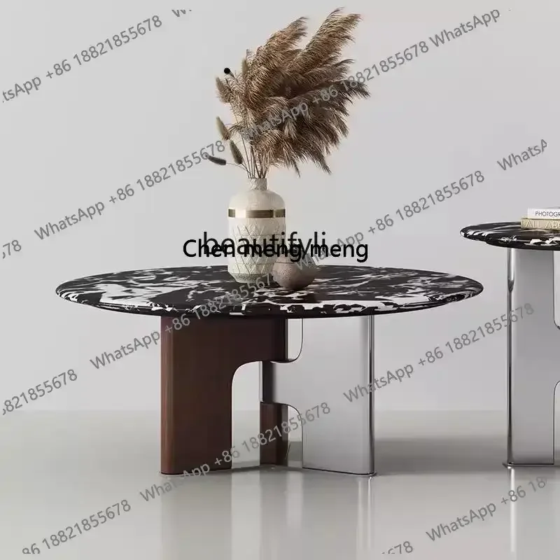 xzzLuxury stone coffee table natural luxury stone living room round coffee table designer small apartment coffee table