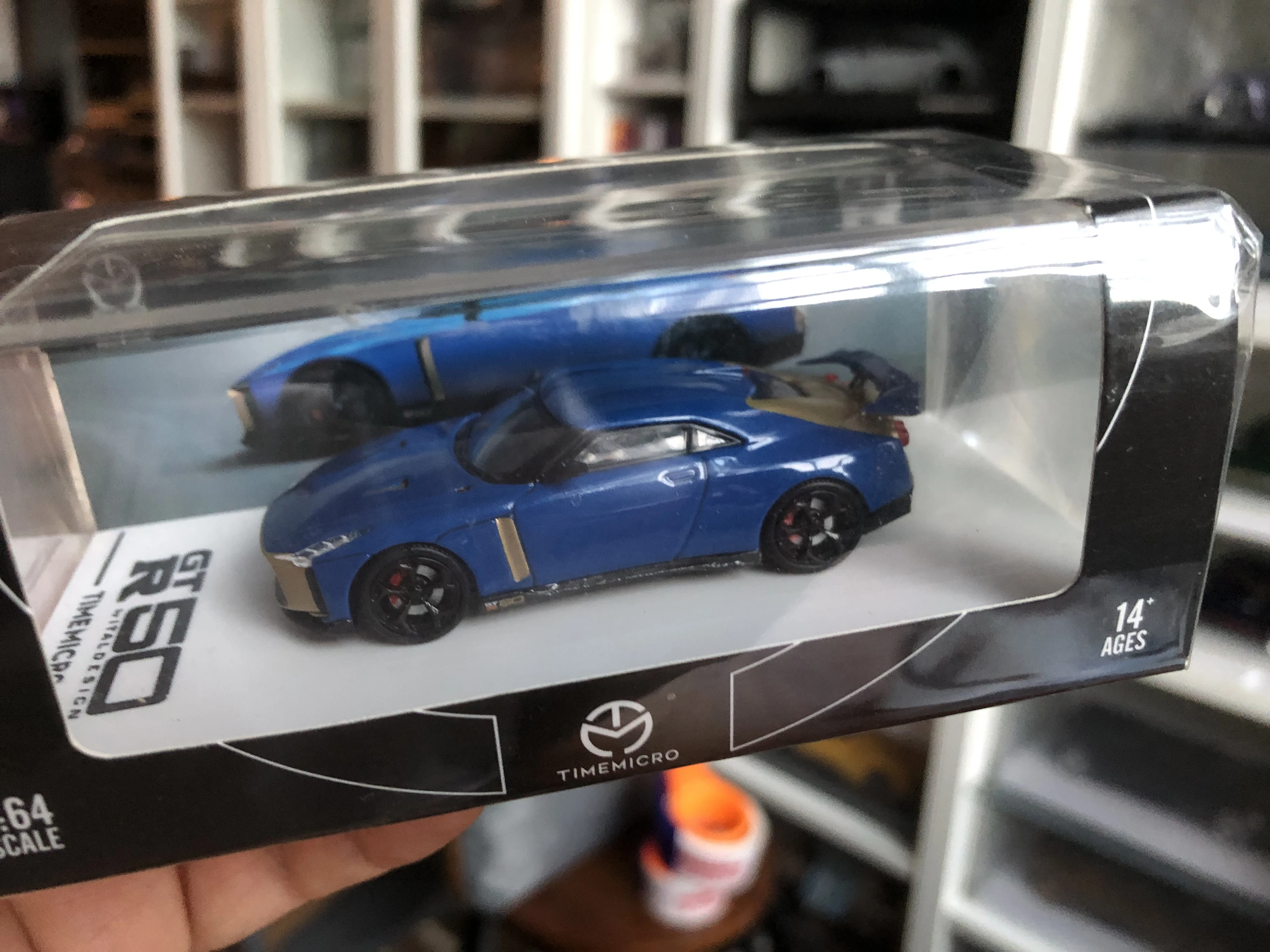 

TimeMicro 1:64 GTR 50 R50 Синий литой под давлением коллекционный автомобиль, ограниченная серия, игрушки для хобби