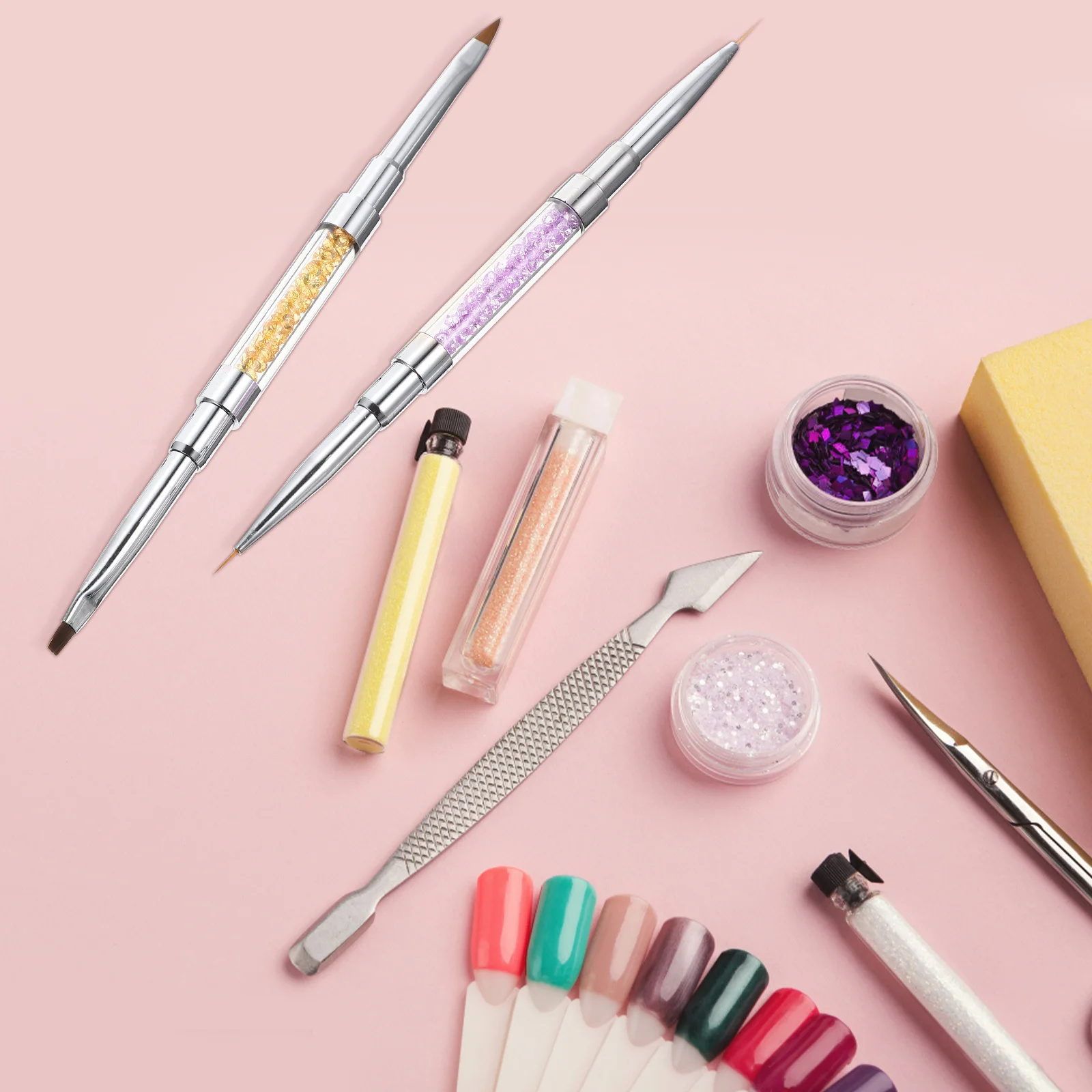 

3Pcs Nail Art Pens Manicure DIY Painting Tools Double-End Fine Detail Drawing Accessory Lightweight Professional Use