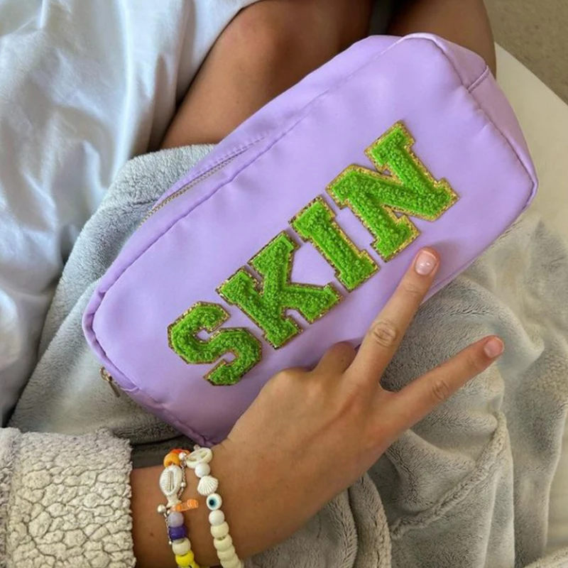 

Fast Shipping Multi Colors Purple Large Makeup Bag Cosmetic Bag Zipper Toiletry Bag Women Waterproof Nylon Travel Pouch
