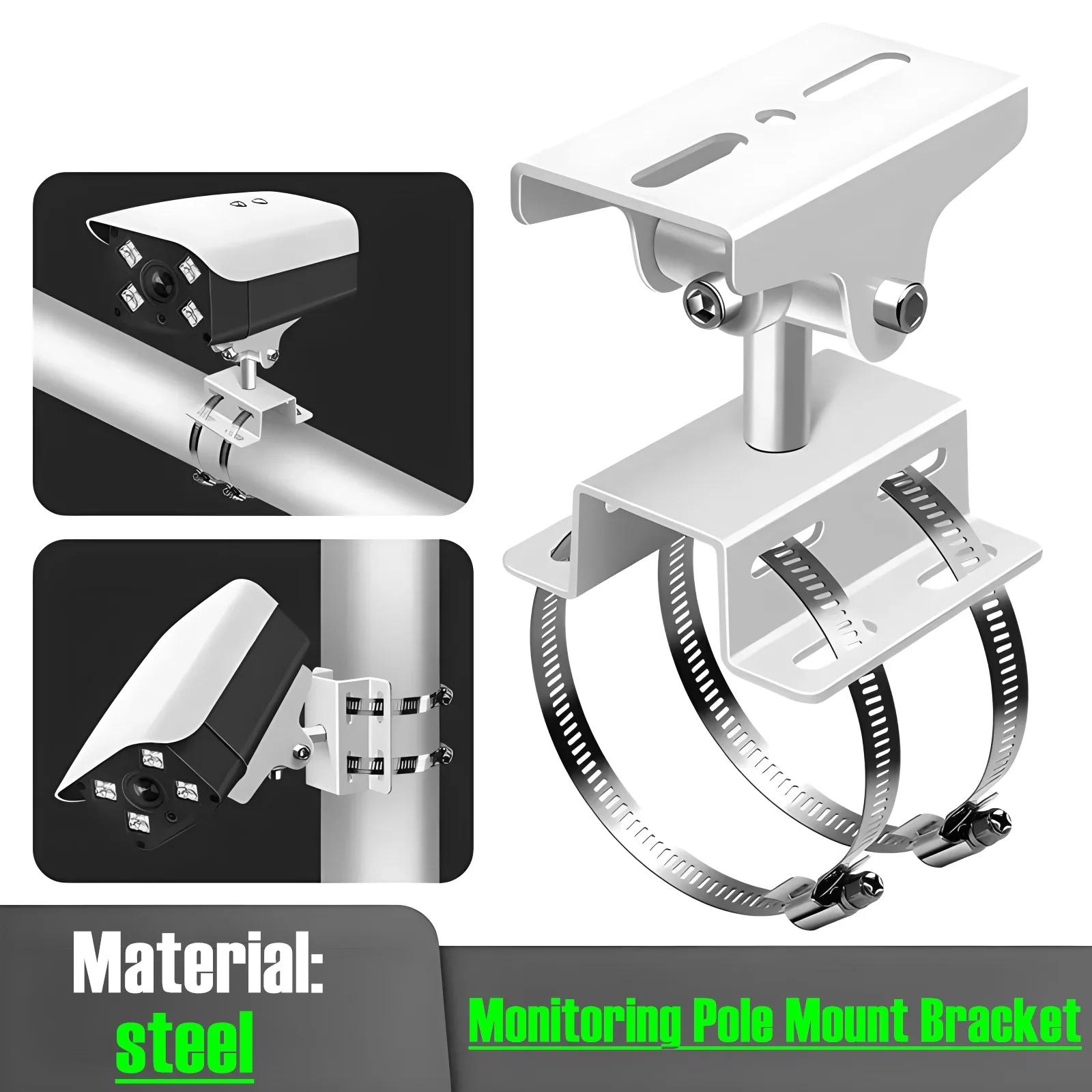 

CCTV Camera Clamp Bracket Steel Duckbill Universal Joint Column Holder Vertical Installation Crossbar Holding Pole Mount Bracket