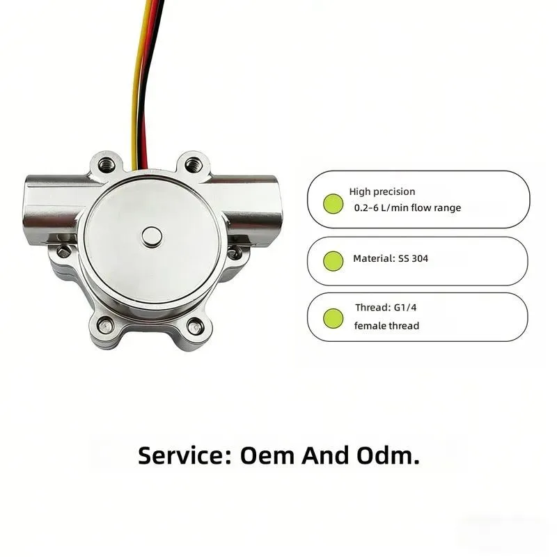 Industrial Stainless Steel Turbo Water Liquid Flow Meter 1 4 inch 0.2-6 L min DC4-24V for Water Measurement