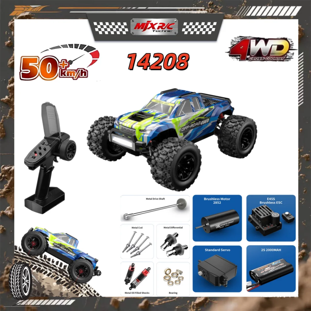 

Новый Hyper Go MJX 1:14 14208 Monster Truck, бесщеточный высокоскоростной дрейфующий радиоуправляемый автомобиль, 4WD, модель колеса, подарочный набор для взрослых и детей