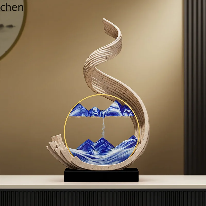 

WW15 feng shui water rises quicksand painting ornaments high-end living room tv cabinet office housewarming gift
