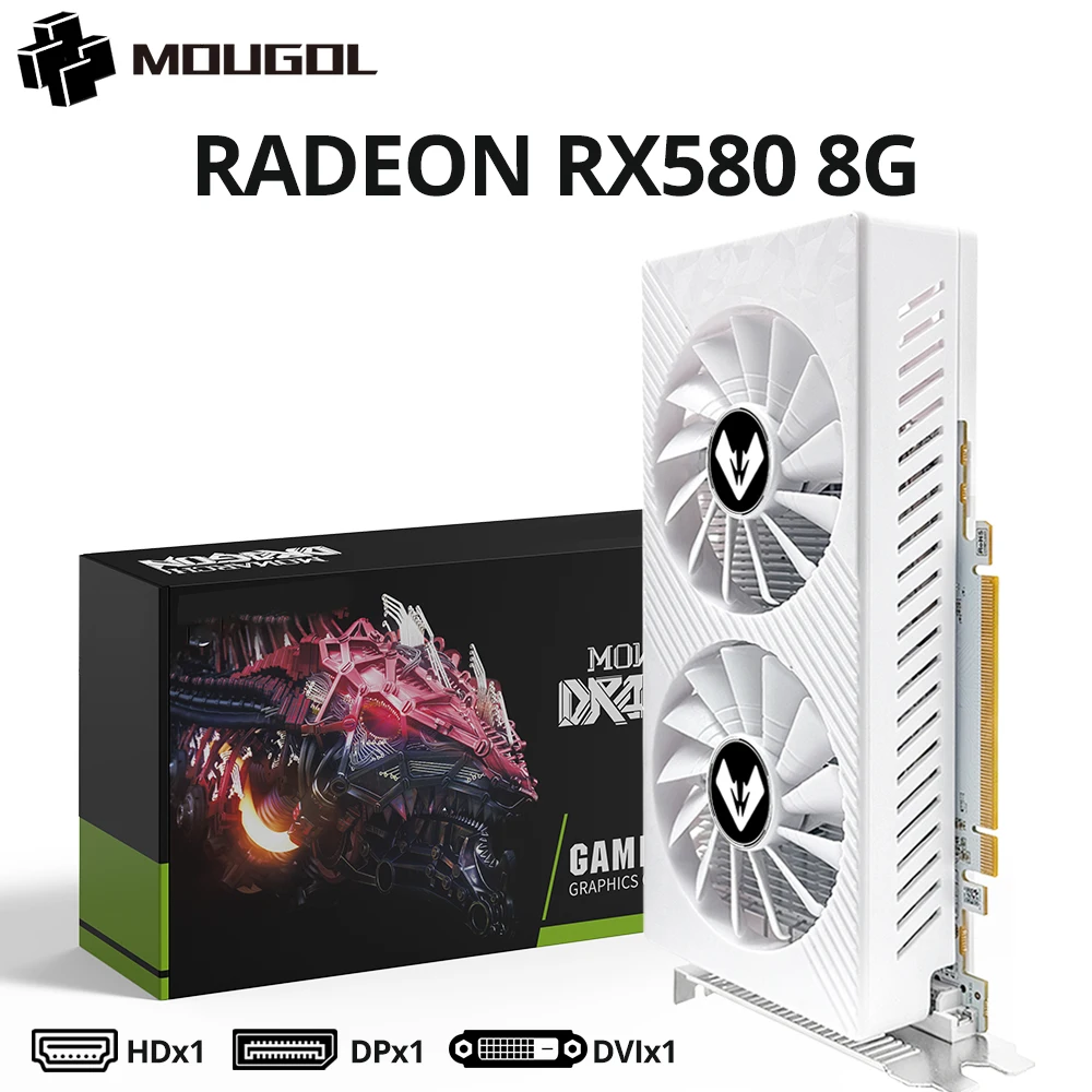 MOUGOL AMD Radeon RX580 8G Graphics Card GDDR5 Memory Video Gaming