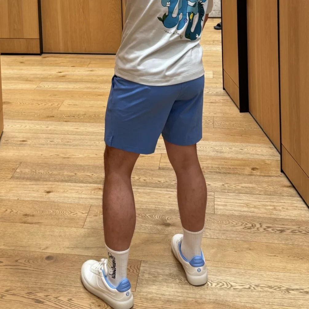  Blue High-End Men's Summer Fitness Outdoor Sports Shorts Four-Way Stretch 3D Tailoring Casual Pants Breathable Polyester
