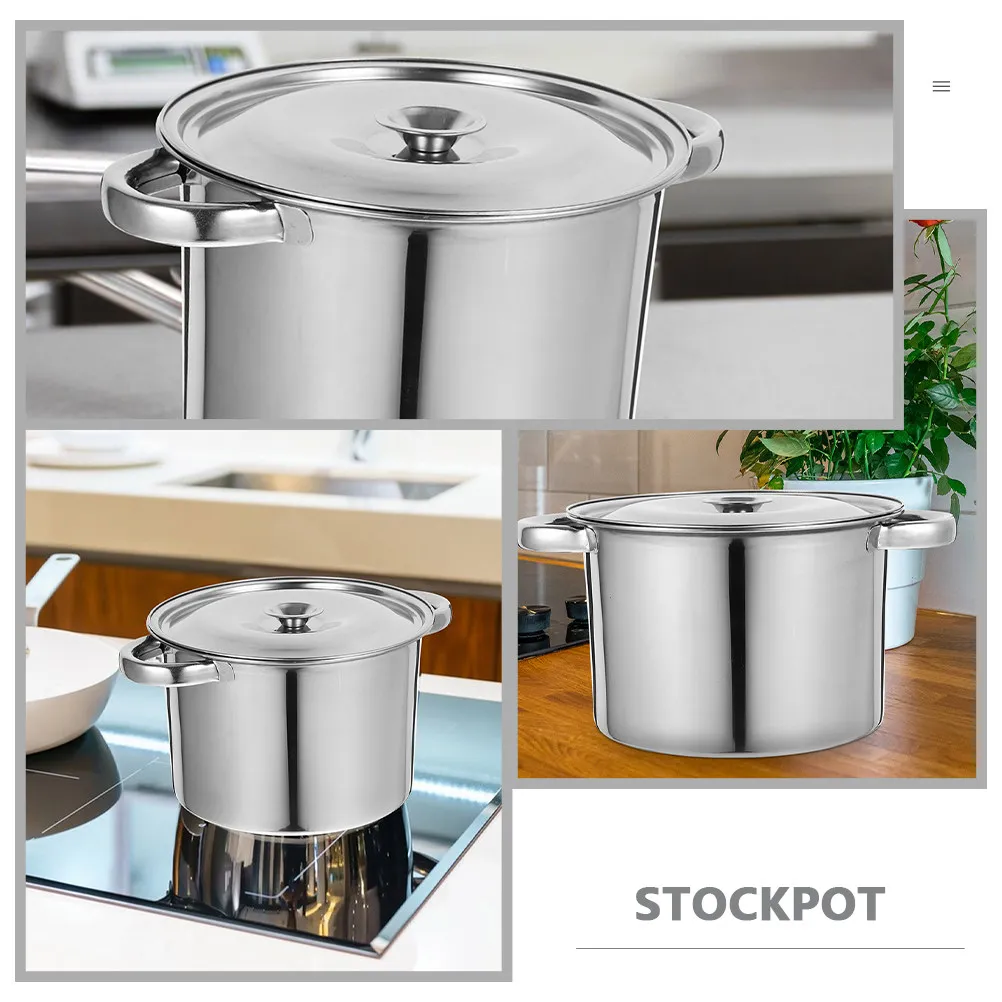 Professional Grade Stainless Steel Stock Pot Extra Thick Deep Soup Pot for Stewing Boiling Porridge Milk Sauce Induction
