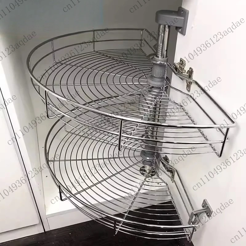 The Arc-shaped Pull-out Basket in The Corner of The Cabinet Can Be Rotated 180 Degrees for A Double-layer Storage Rack
