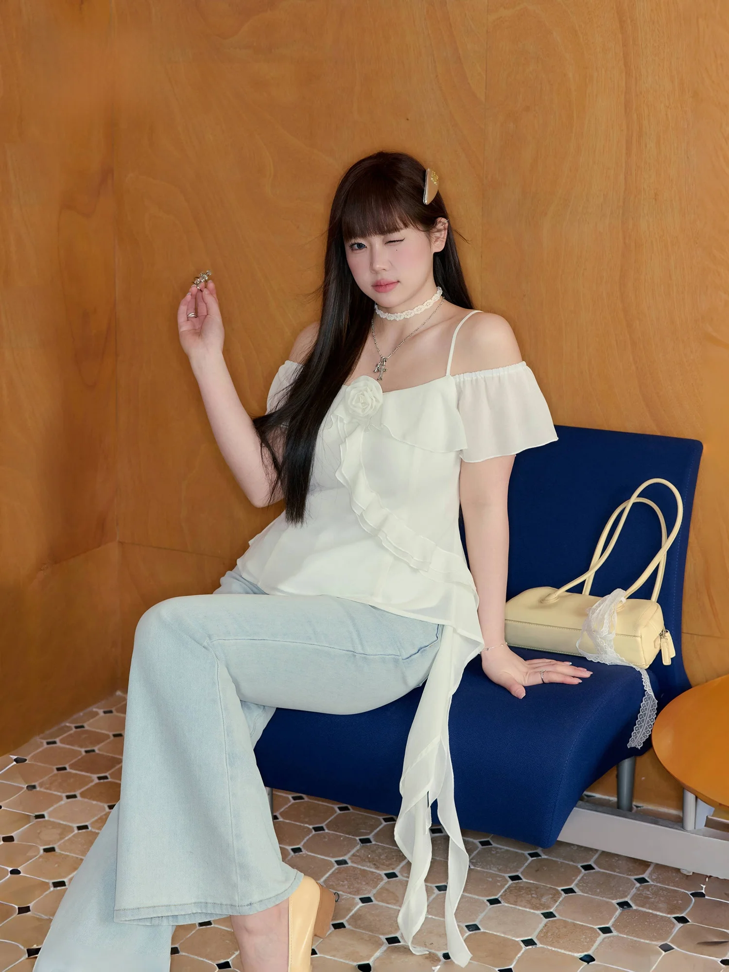 

plus Size Summer Women's irt Zhang Adult 2026 Gentle Vintage Sle Slimming Strapl Chiffon Top Korean Commute Sle Pure...