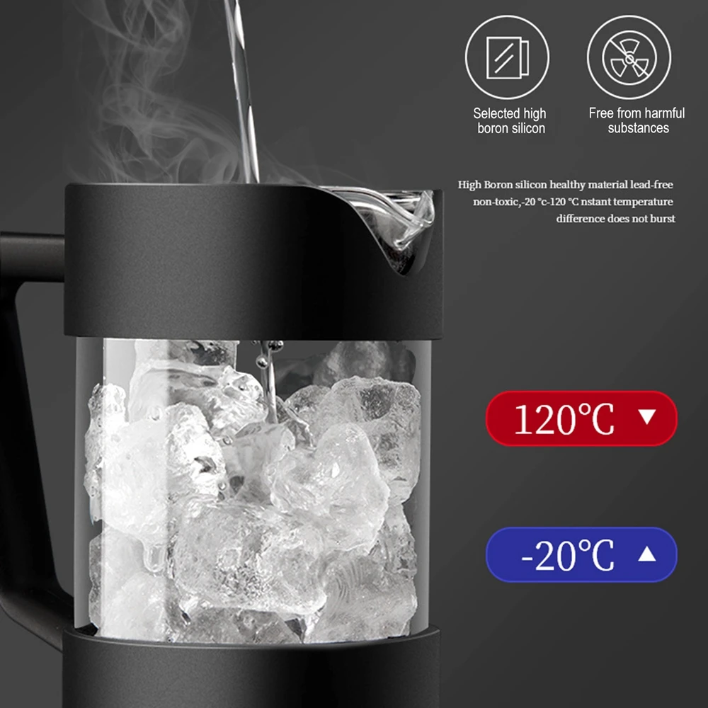 350ml/600ml French Press Pot Thickened High Borosilicate Glass Home French Press Pot Multi-purpose Coffee Maker Kitchen Supplies