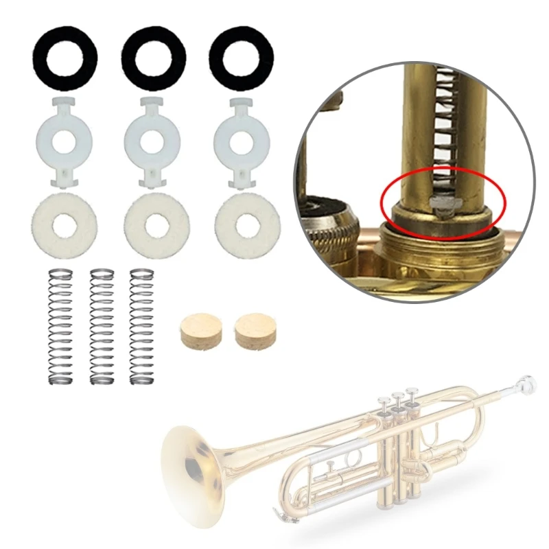 Trumpet Repair Kits Include Piston Valves Guide Felt Washers Key Valves Cork Pad Spring Trumpet Valves Replacement Part