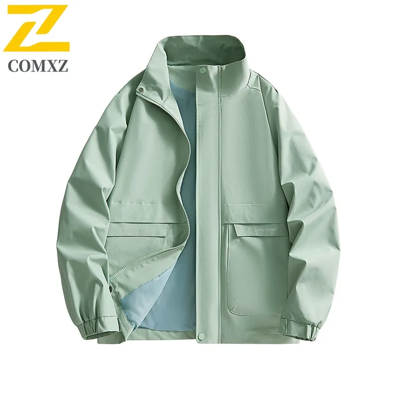

COMXZ весенне-осенняя дышащая рабочая одежда с воротником-стойкой, мужская модная повседневная спортивная однослойная корейская трендовая удобная свободная куртка