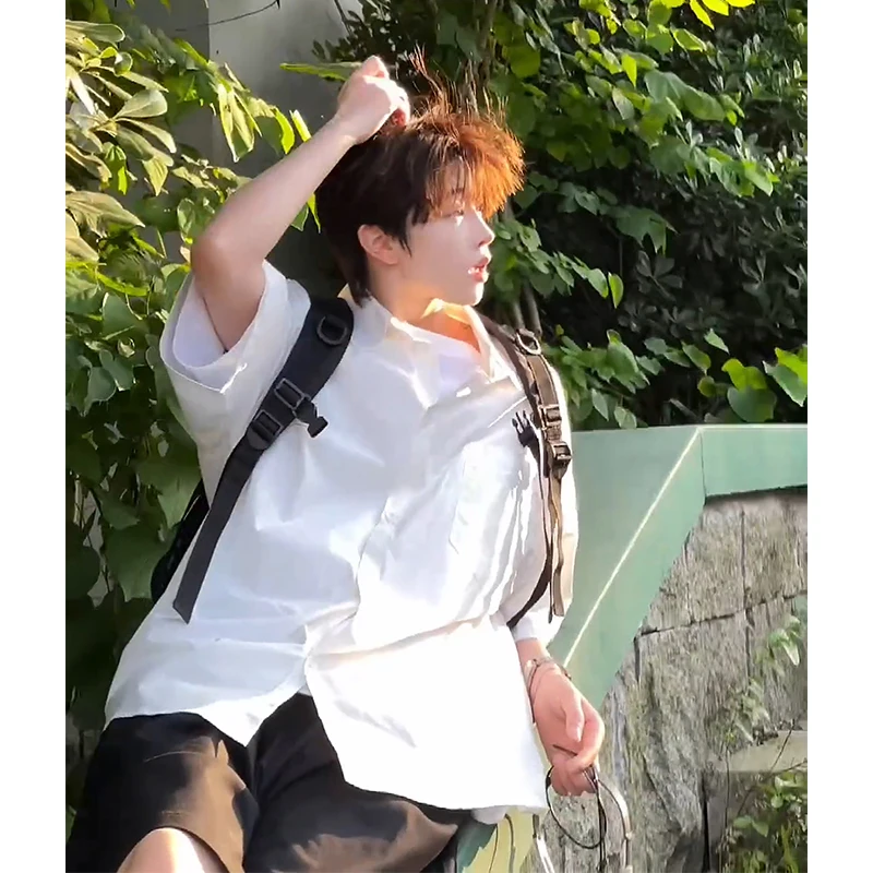 

Cleanfit Ice Silk ort Sve Men's irt Summer Youth Faion Loose Fit Sun Protection f Sve White Breathable Thin Sle