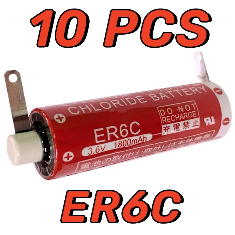 10PCS ER6C 1800mah 3 6V Lithium Battery Wite White Case For Robot Power Parts Not Rechargeable