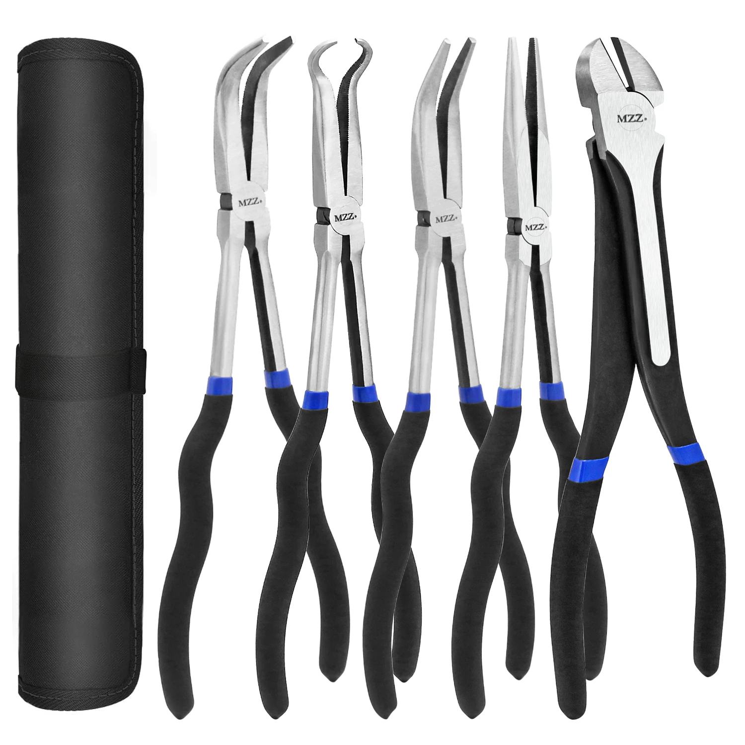 5 PCS Extra Long Needle Nose Pliers Set, Premium CRV Steel, 11