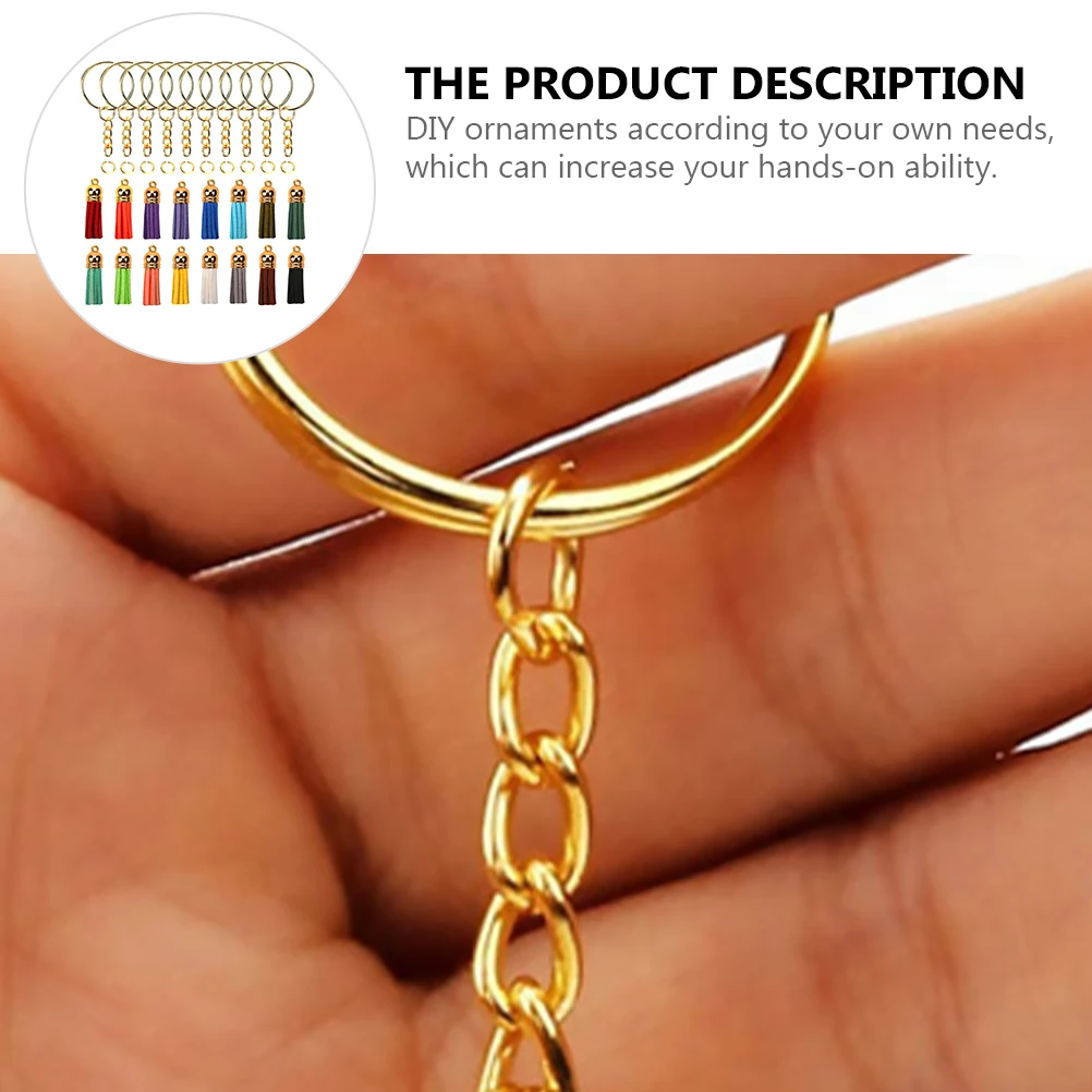 

50 set Diy Keychain Accessories Tassel Key Rings Durable Metal Keychains For Bag Decoration Party Favors Family Gifts