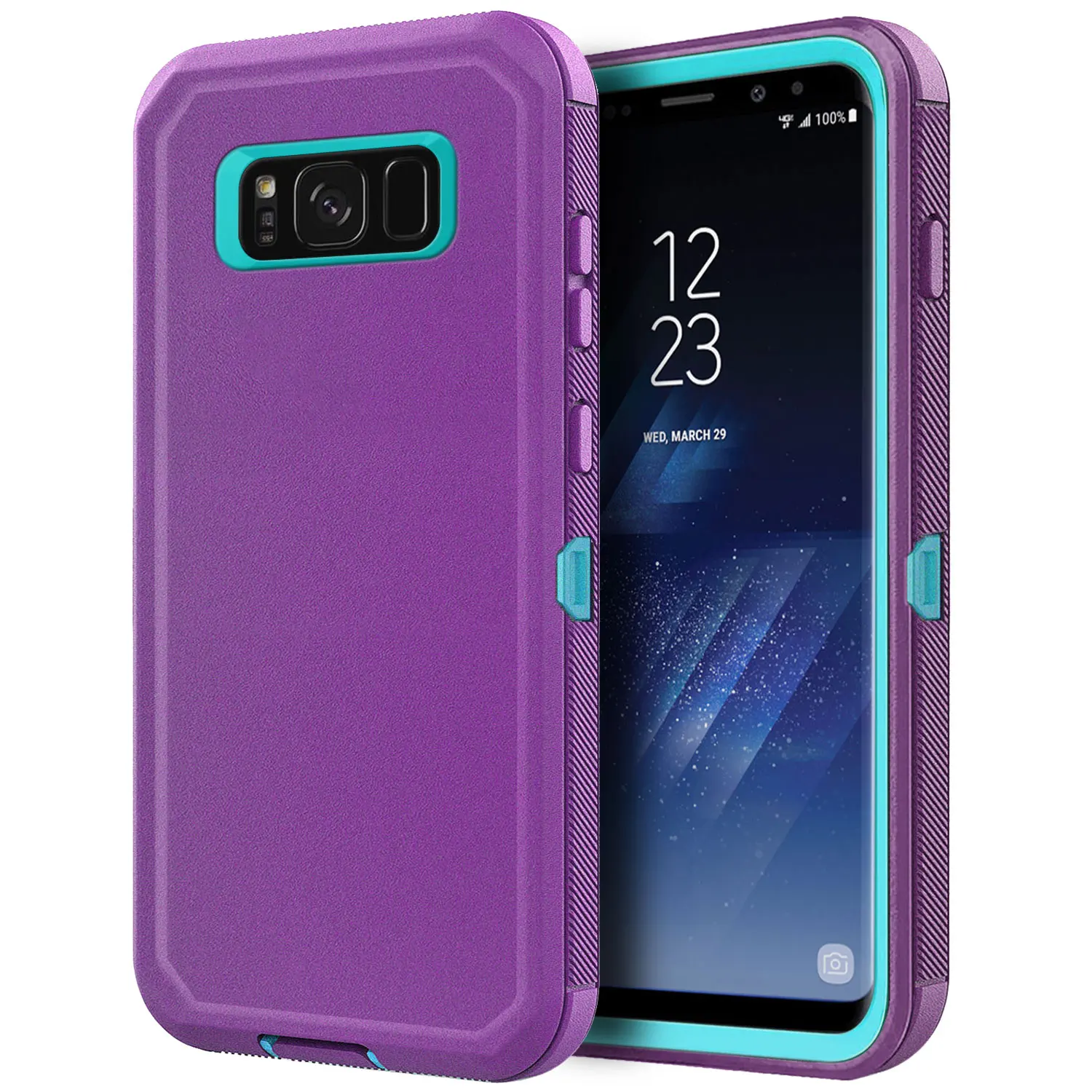 

Puple Phone Case For Samsung Galaxy S8/S8 Plus/S8+ Heavy Duty Shockproof Rugged Hybrid Protective 3-Layers Cover