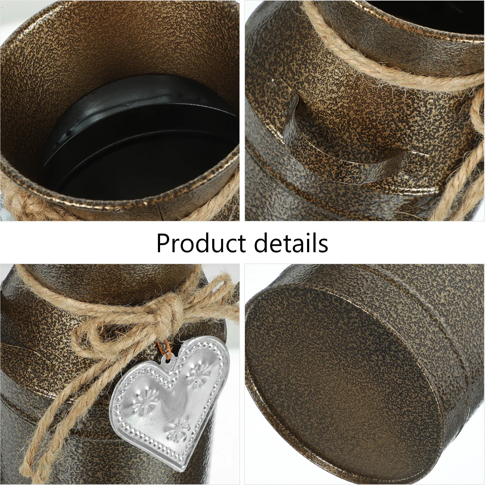 Vintage Iron Flower Bucket Elegant Retro Flower Vase Living Room Plant Storage Pot Decorative Rustic