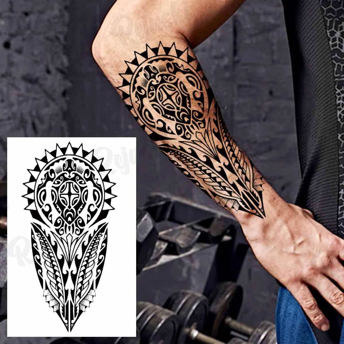 Large Totem Temporary Tattoos For Men Adults Realistic Maori Thorns Tribal Fake Tattoo Stickers Arm Body Waterproof Tatoos DIY